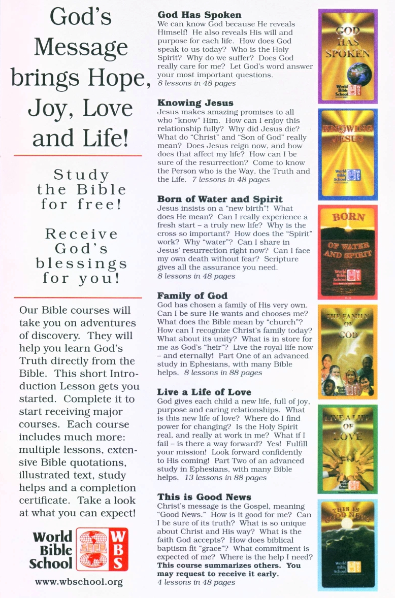 World Bible School Correspondence Lessons